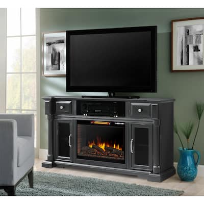 Muskoka Vermont 60" TV Stand Electric Fireplace with Bluetooth - Aged Black Finish
