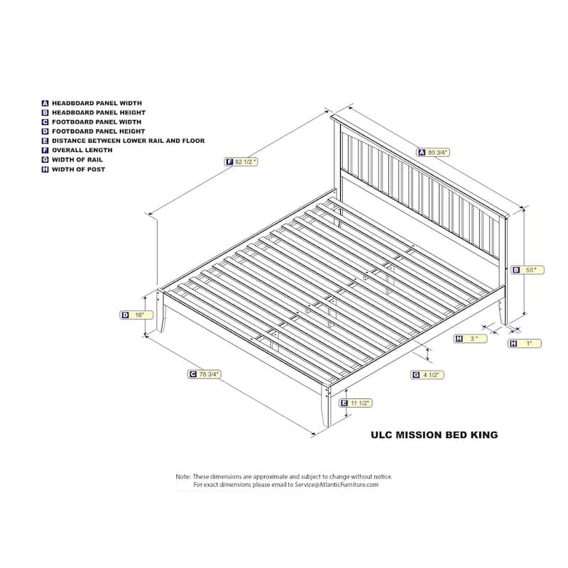 Rustic Platform Bed with Charger - Solid Wood Bed Frame - Modern Style Bed - 77" L x 57.75" W
