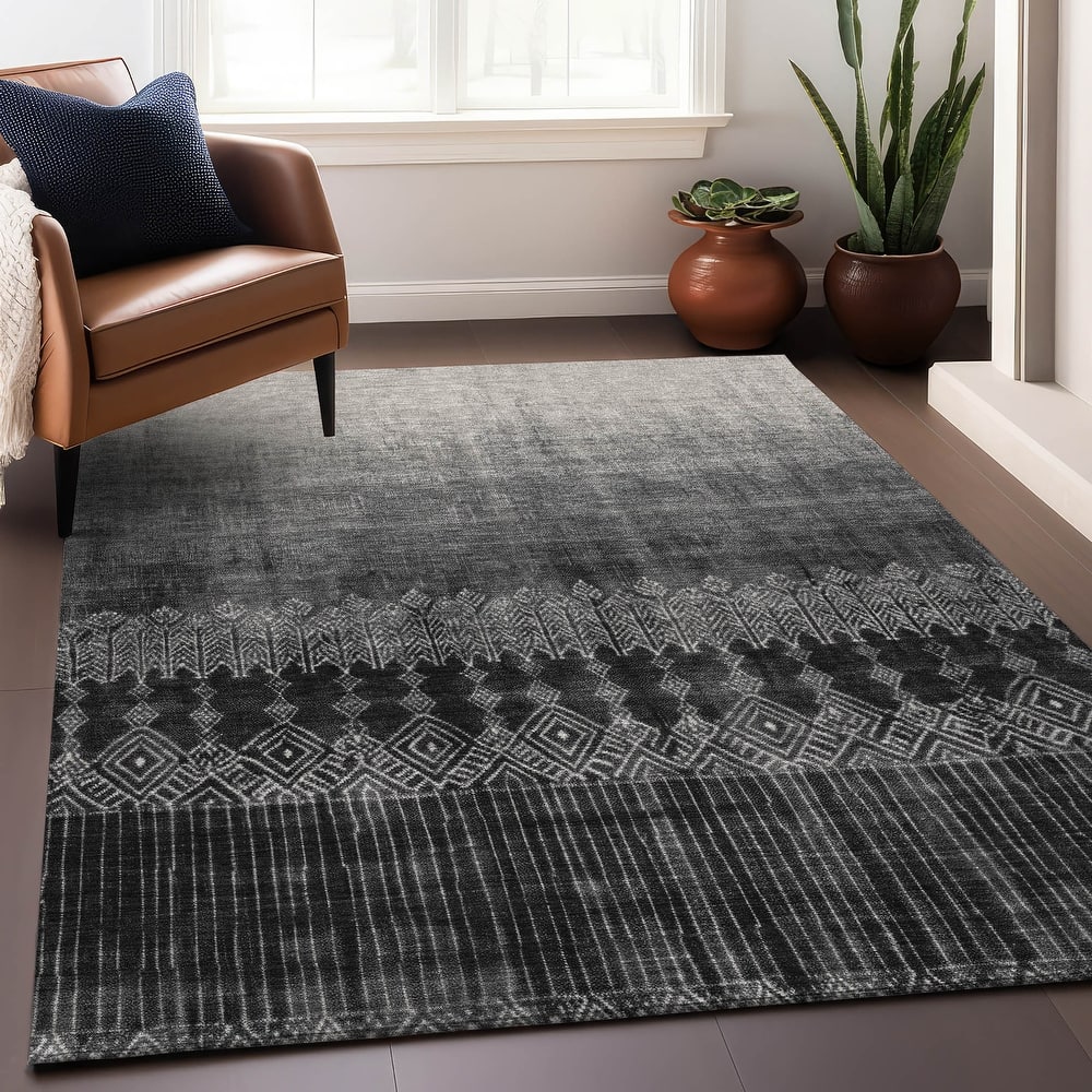 Machine Washable Indoor/ Outdoor Boho Ombre Chantille Rug