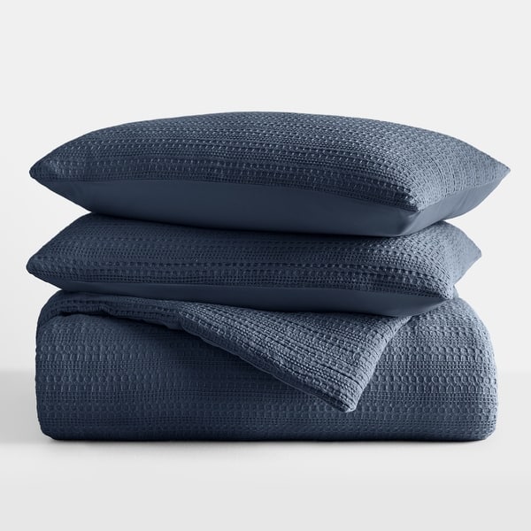 slide 2 of 10, Becky Cameron All Season Down-Alternative Waffle Textured Comforter Set Navy - King