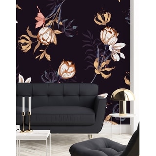 Dark Purple Floral Wallpaper - Overstock - 35647497