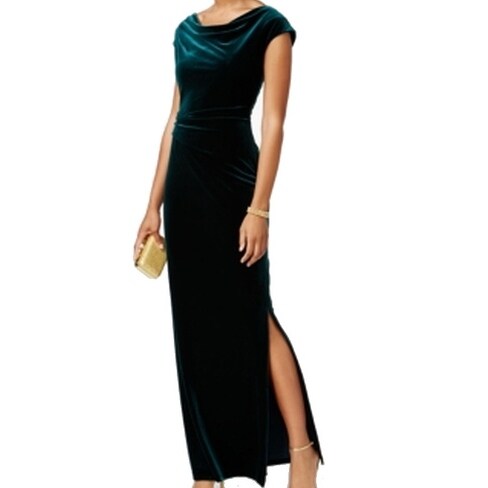 velvet cowl neck maxi dress