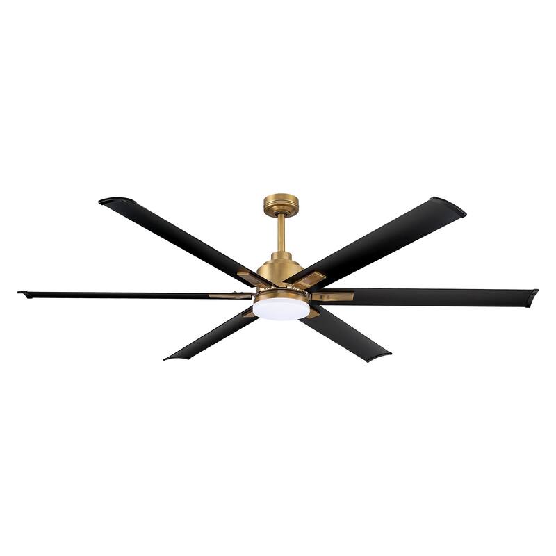 72" Antique Brass Aluminum Large Ceiling Fan with Light and Remote
