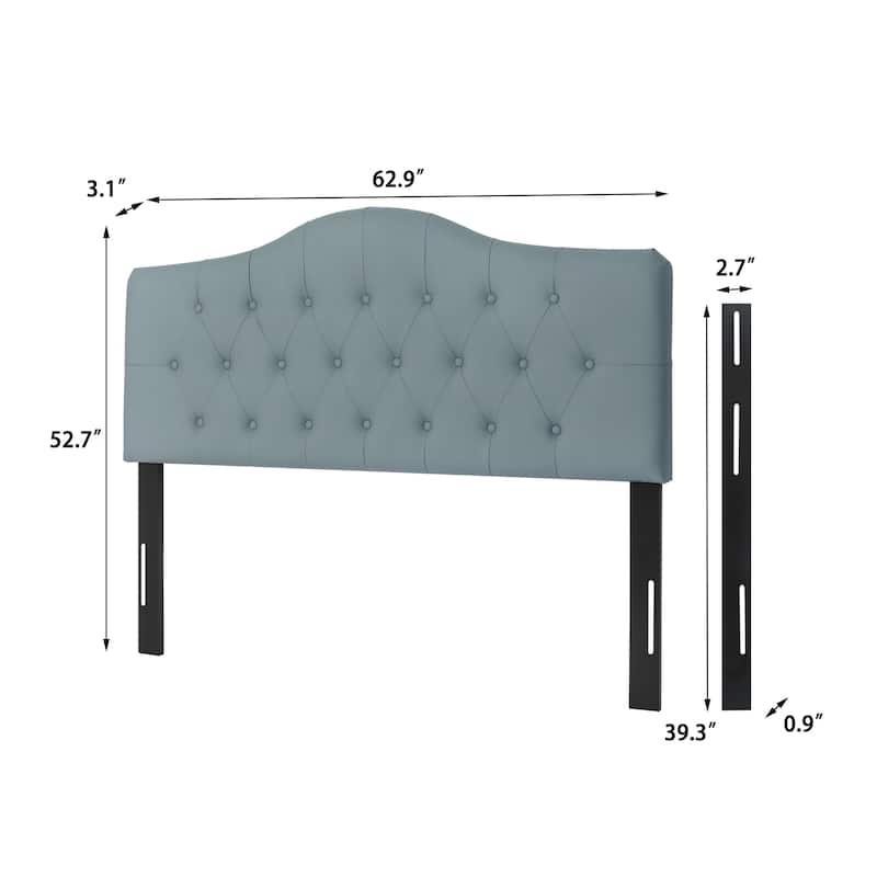 Adeco Camelback PU Leather Headboard Tufted Upholstered Headboard for Queen Bed