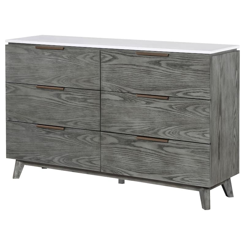 Nathan Mid-Century Modern Wood 6-drawer Dresser Grey