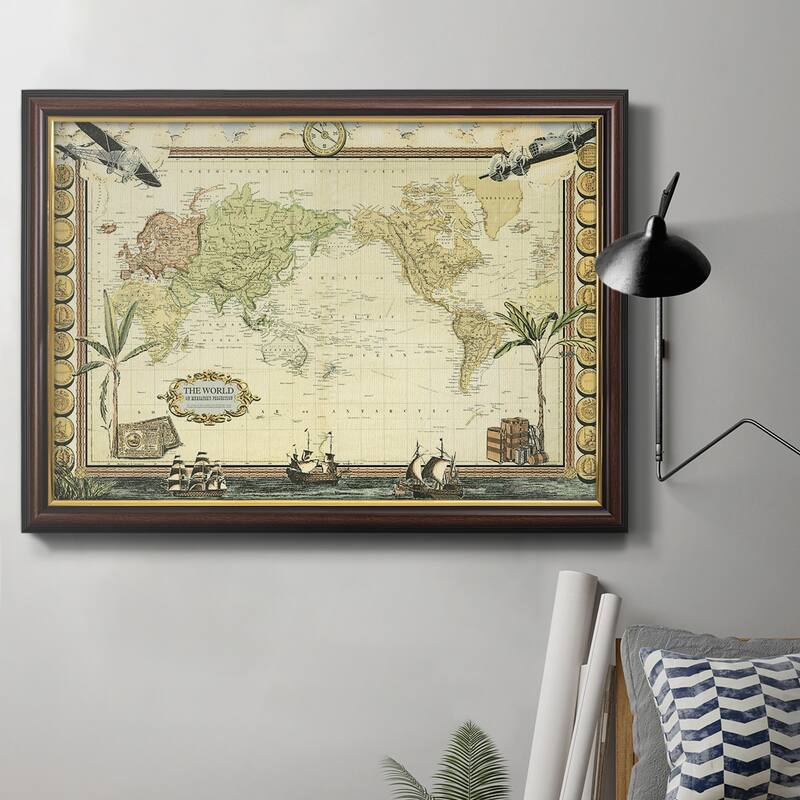 Adventure Map Premium Framed Canvas- Ready to Hang