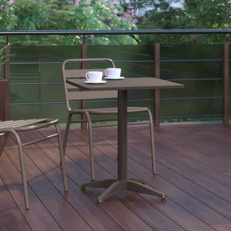 23.5" Square Aluminum Smooth Top Indoor-Outdoor Table with Base