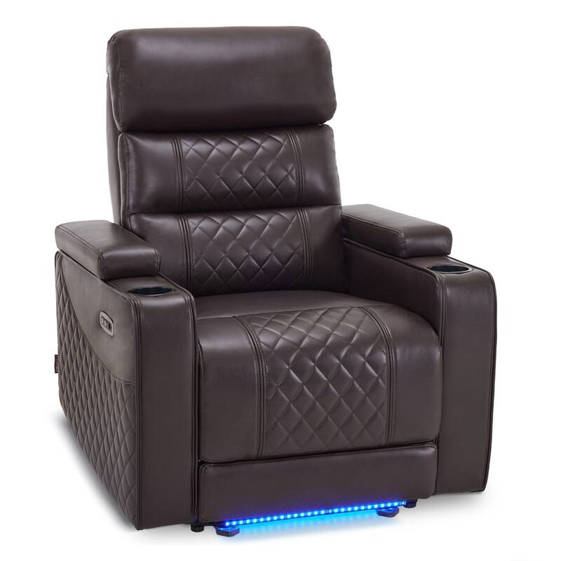 MCombo Power Recliner Chair, Electric Reclining Sofa with Adjustable Headrest and USB & Type Port, Faux Leather HTS432 - Brown