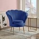 preview thumbnail 11 of 21, Angelina Velvet Scalloped Back Barrel Accent Chair w/ Metal Legs Blue