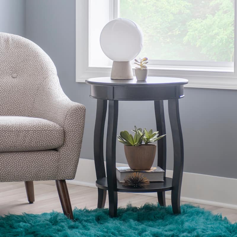 Penelope Round Table with Shelf - Black