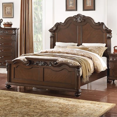 Wooden Bed in Dark Cherry Finish
