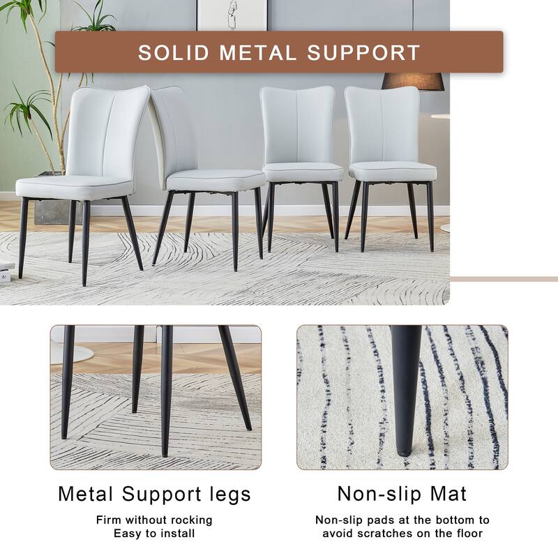 3-Piece Circular Dining Table and Chairs Set with Leather Dining Chair