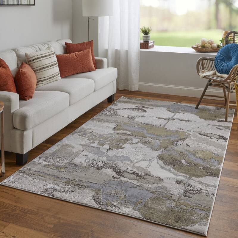 Zezex Abstract Modern Non Skid Woven Area Rug By HomeRoots - 4' x 6'