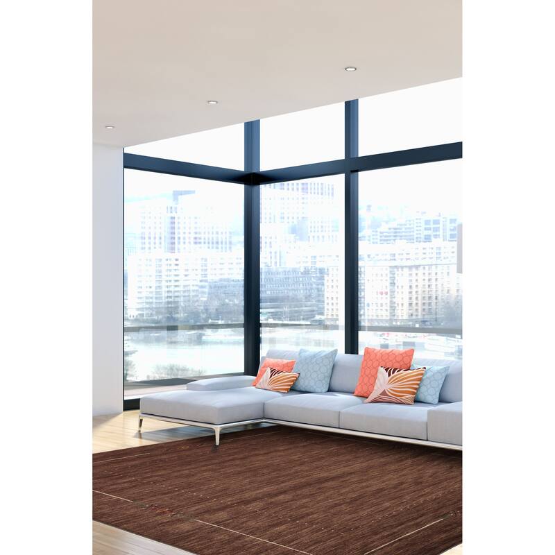 ECARPETGALLERY Hand Loomed Kashkuli Gabbeh Dark Brown Wool Rug - 8'2 x 9'11