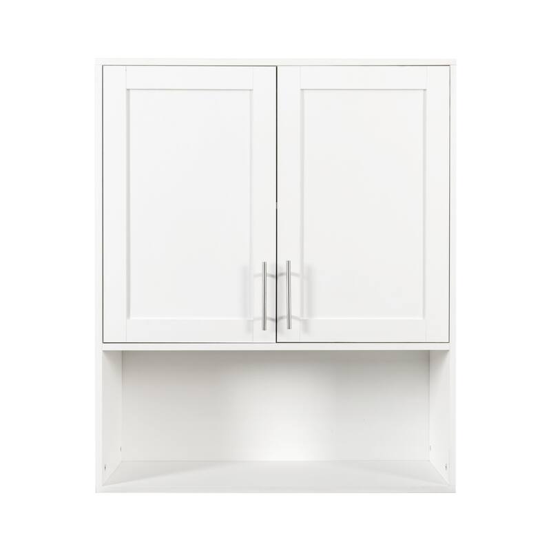 GDF Studio - Zeus Modern Bathroom Mirror Wall Cabinet with Dual Tissue Slots and Adjustable Shelves - 2 Door
