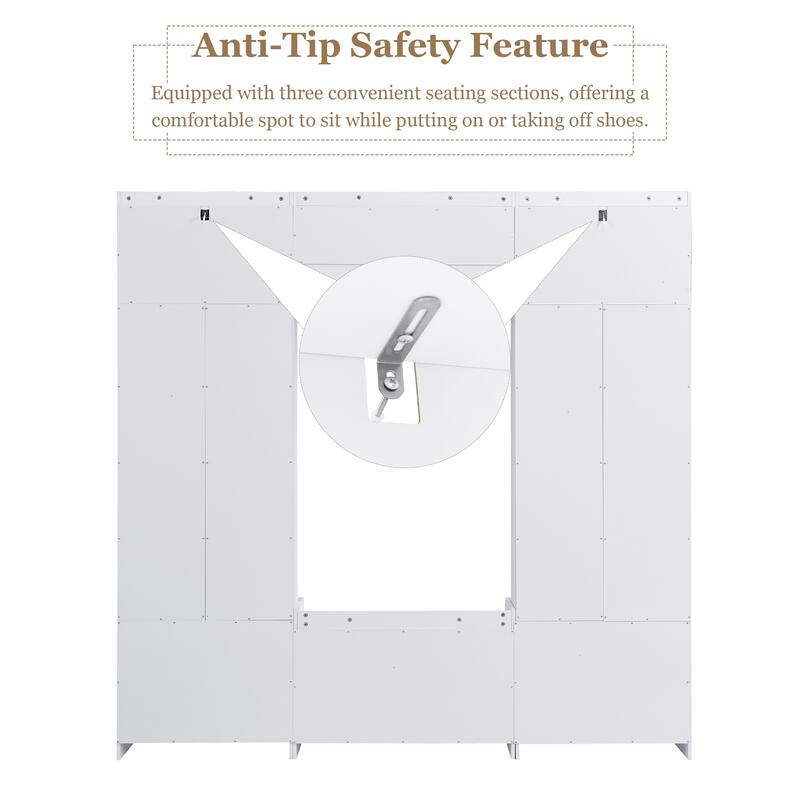 79.1" Wide Modern Hall Tree with Shoe Storage, 4-in-1 Entryway Bench with 8 Cubbies, 7 Coat Hooks & Adjustable Shelf