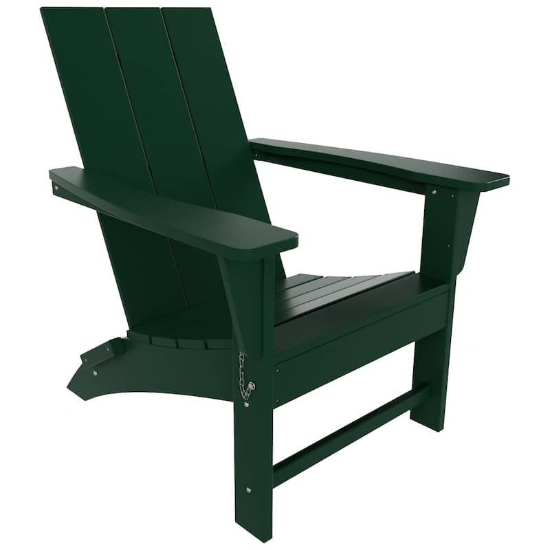 Shoreside Modern Eco-Friendly All Weather Commercial-Residential Folding Adirondack Chair - Dark Green
