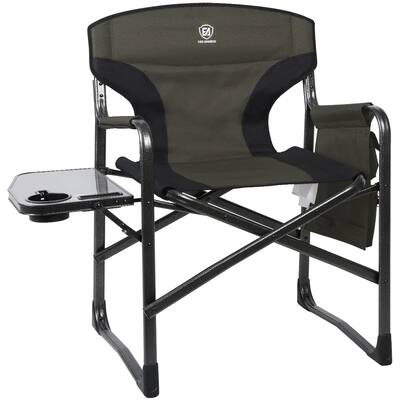 Lightweight Folding Directors Chairs Outdoor, Aluminum Camping Chair with Side Table and Storage Pouch