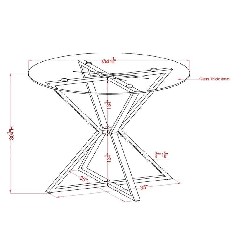 Furniture of America Grazi Contemporary 41-inch Glass Top Dining Table