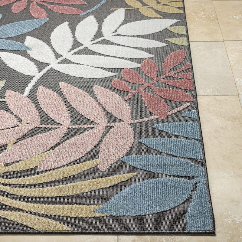 Livabliss Lakeside Coastal Floral Outdoor Area Rug