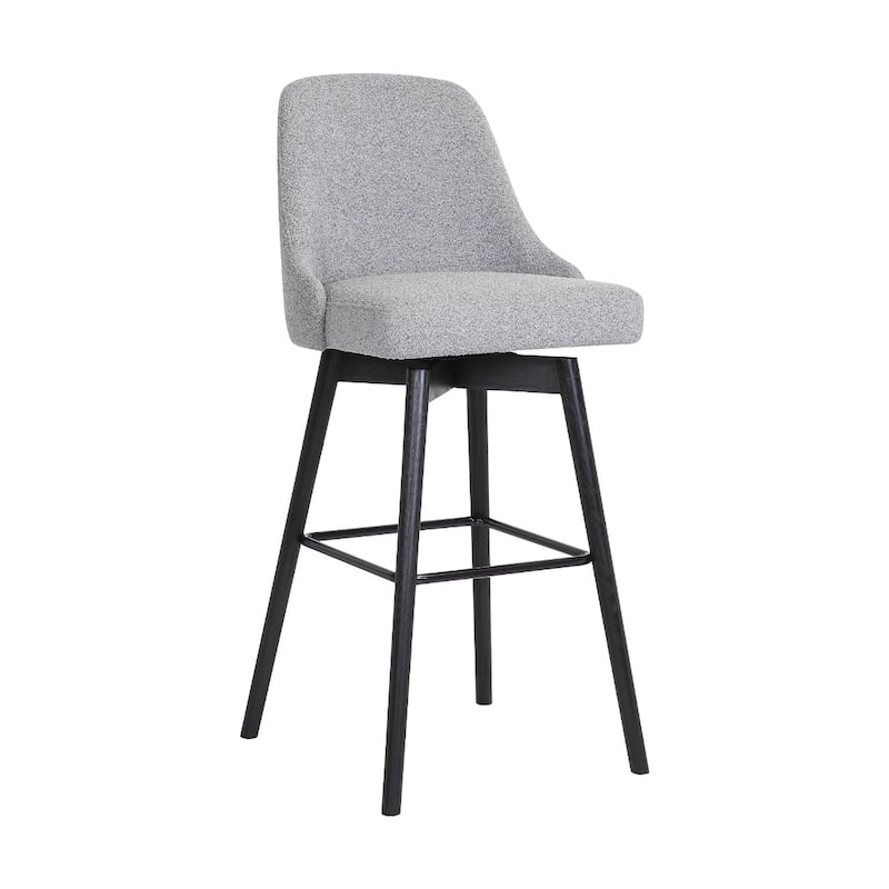 Faux Leather Swivel Bar Chair with Solid Wood Base and Footrest