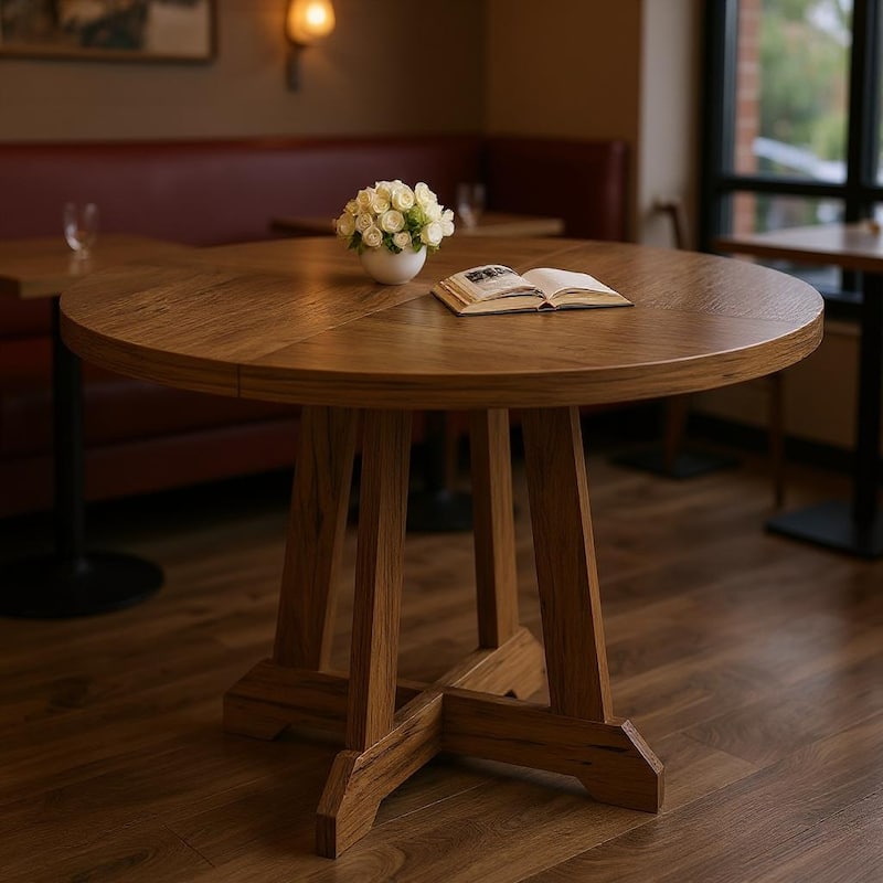47 Inch Round Dinner Table for 4 - Brown
