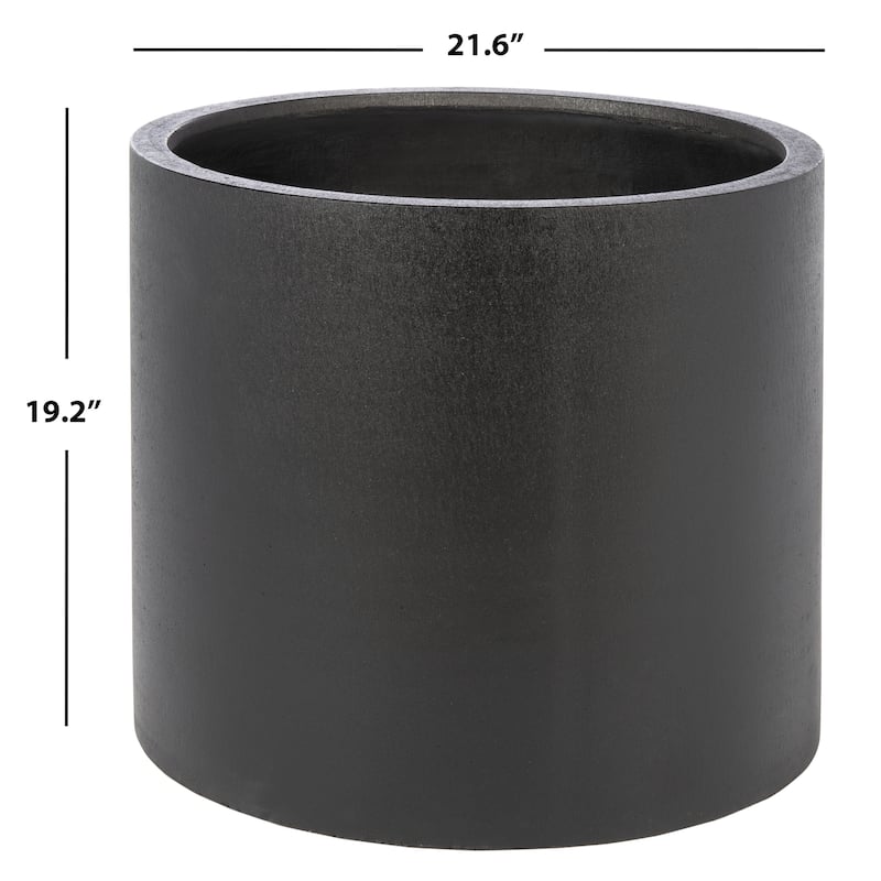 SAFAVIEH Outdoor Daijah Black Planter - 22"W x 22"D x 19"H