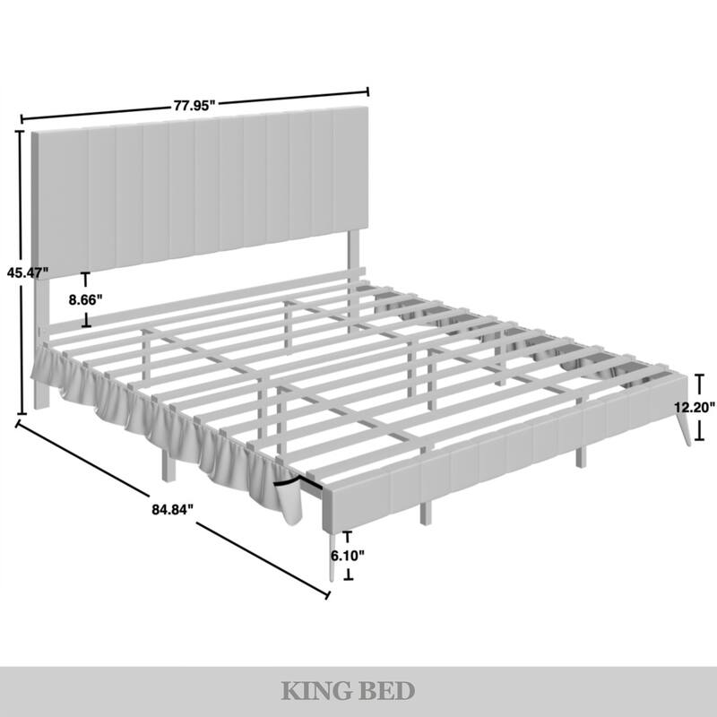 CraftPorch Modern Velvet Tufted Upholstered Gold Accent Platform Bed