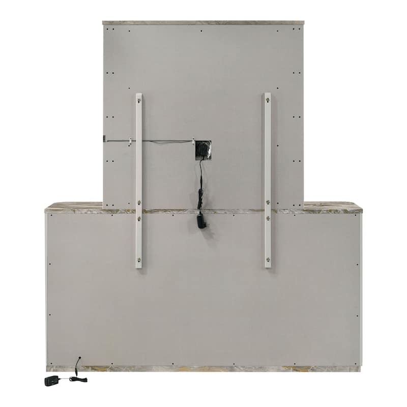 Furniture of America Sherri Modern 5-Piece Light Grey Solid Wood Kids Platform Bedroom Set with LED