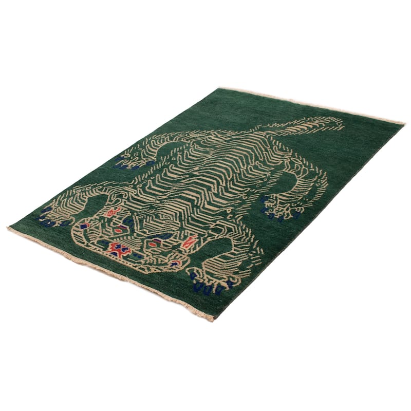ECARPETGALLERY Hand-knotted Jules Serapi Dark Green Wool Rug - 4'11 x 6'10