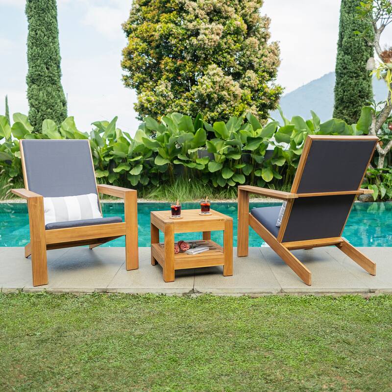 Cambridge Casual 3-piece Napa Teak Outdoor Adirondack Chairs Set (Included Patio Cover)