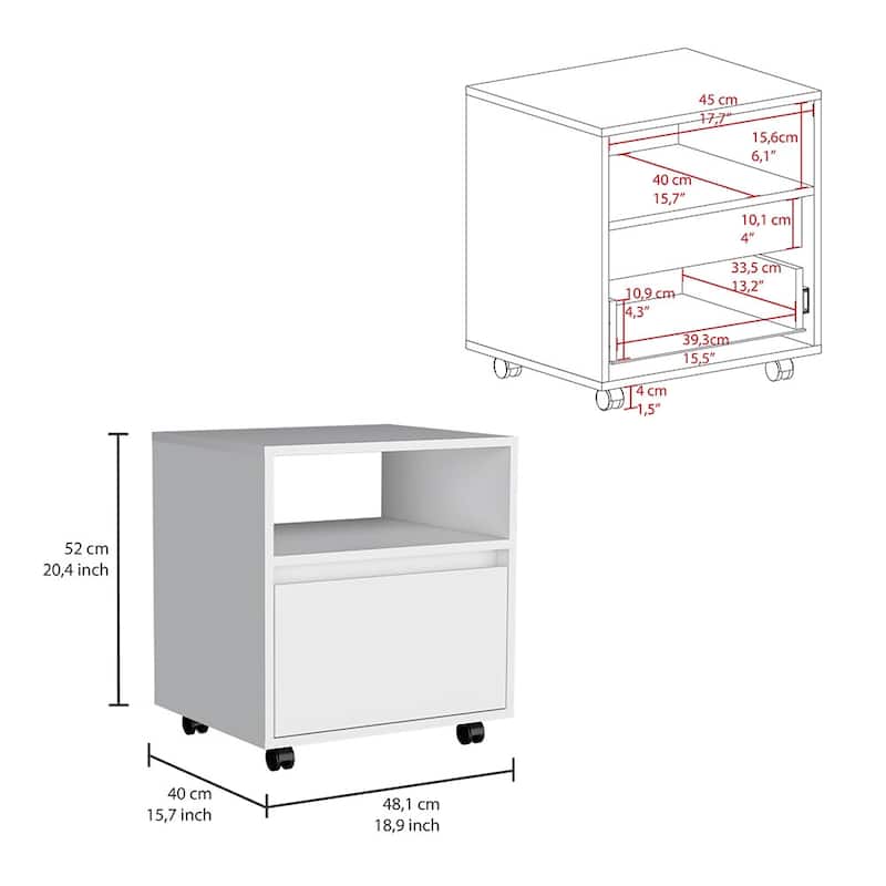 Nightstand Munyochi,One Drawer,White Finish，for Living Room,and Dining Room