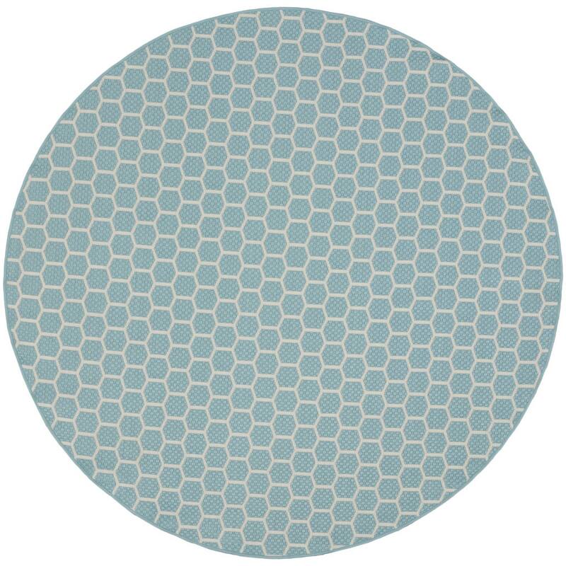 HomeRoots Geometric Modern Rectangle Outdoor Rug - 8' Round