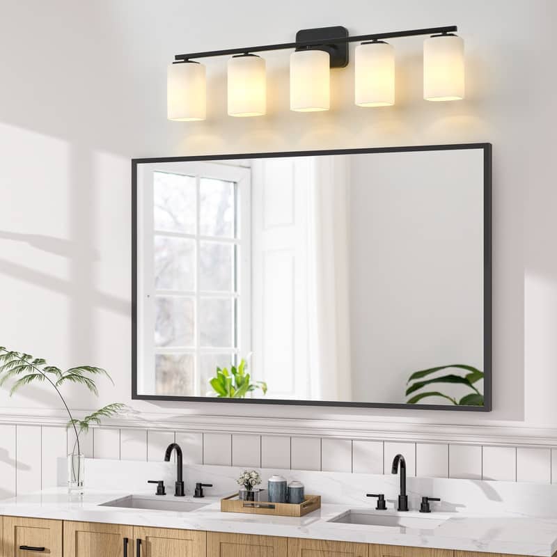 KAWOTI Modern & Contemporary Vanity Light with Frosted Glass Shade