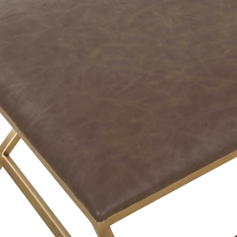 Copper Grove Antique Brass Faux Leather Rectangular Bench