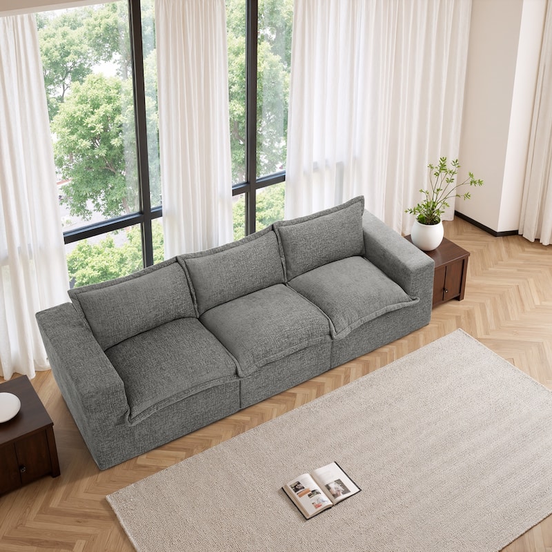 No Assembly Chenille Modular Sectional Sofa Comfy Cloud Couch