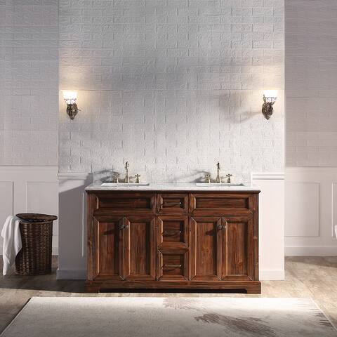 Shasta 60" solid wooden bathroom vanity with double sinks