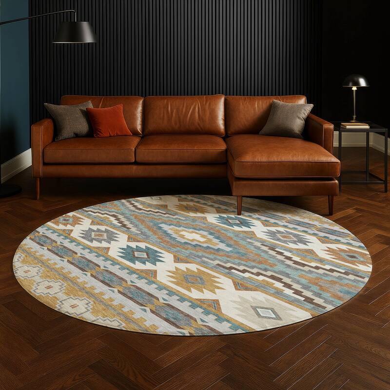 Machine Washable Indoor/ Outdoor Modern Ottawa Chantille Rug