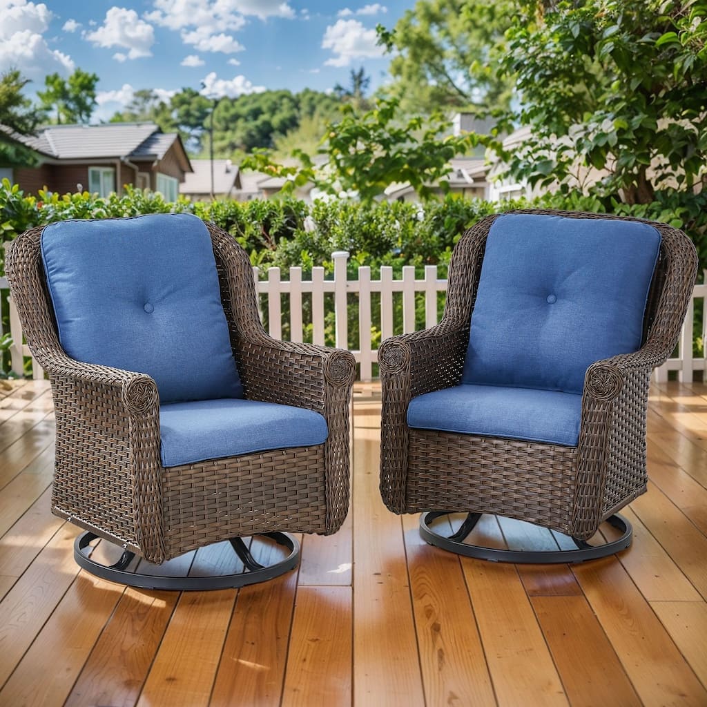 Gymojoy Outdoor Wicker Swivel Glider Chairs with Cushions