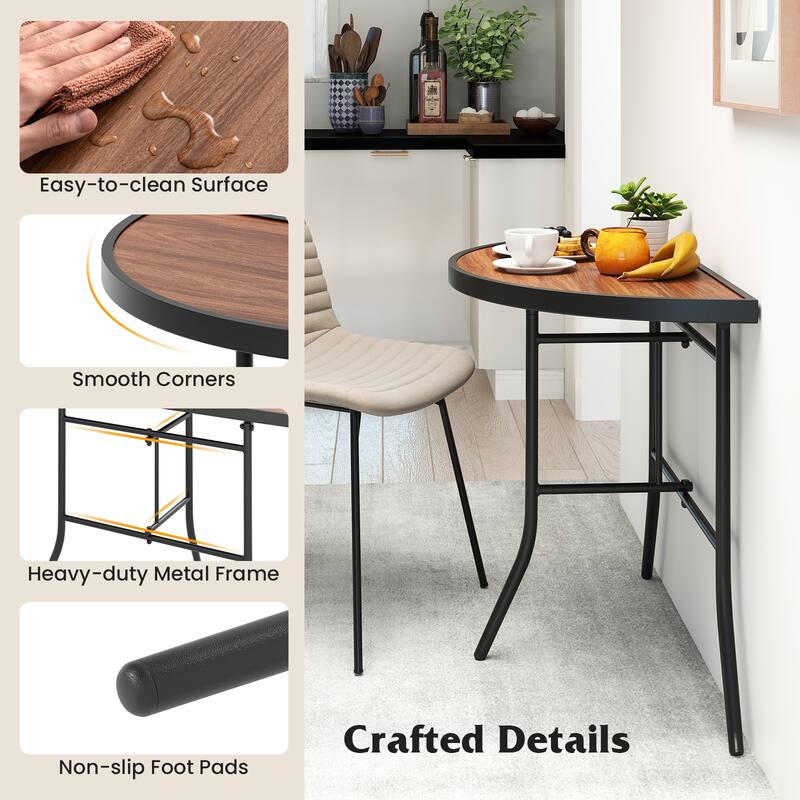 Gymax Half-Round Folding Event Table Foldable Banquet Table w/ Metal