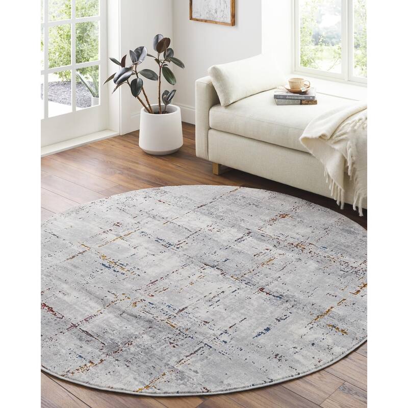 Livabliss Industrial Aisha Abstract Area Rug - 8'10" x 12'4" - Grey/Orange