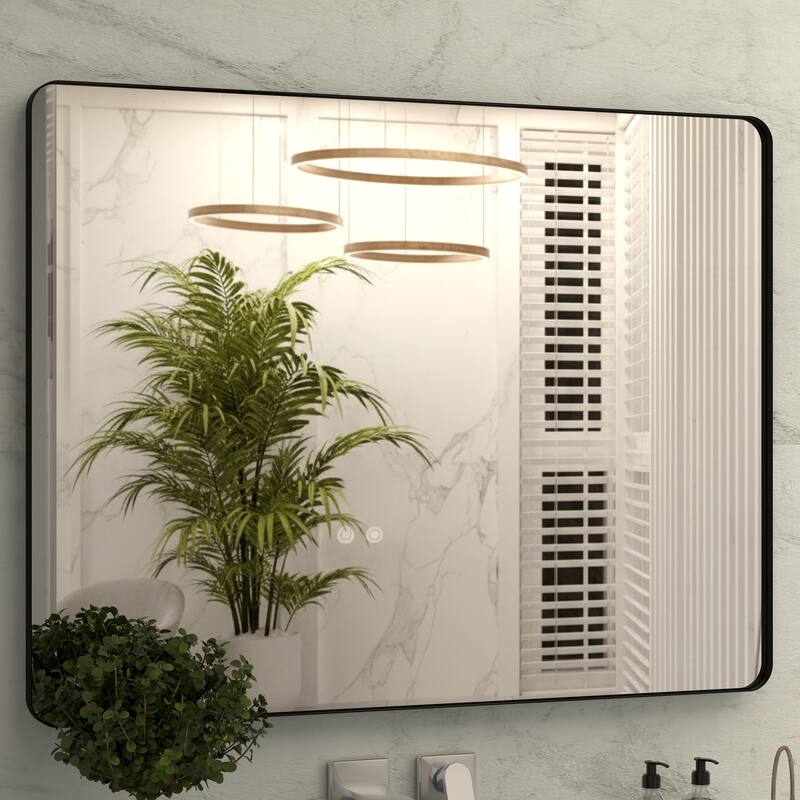 30 Inch Black Rectangular Mirror Metal Framed Mirror Vanity Mirror Dressing Mirror, for Bathroom, Living Room - 40
