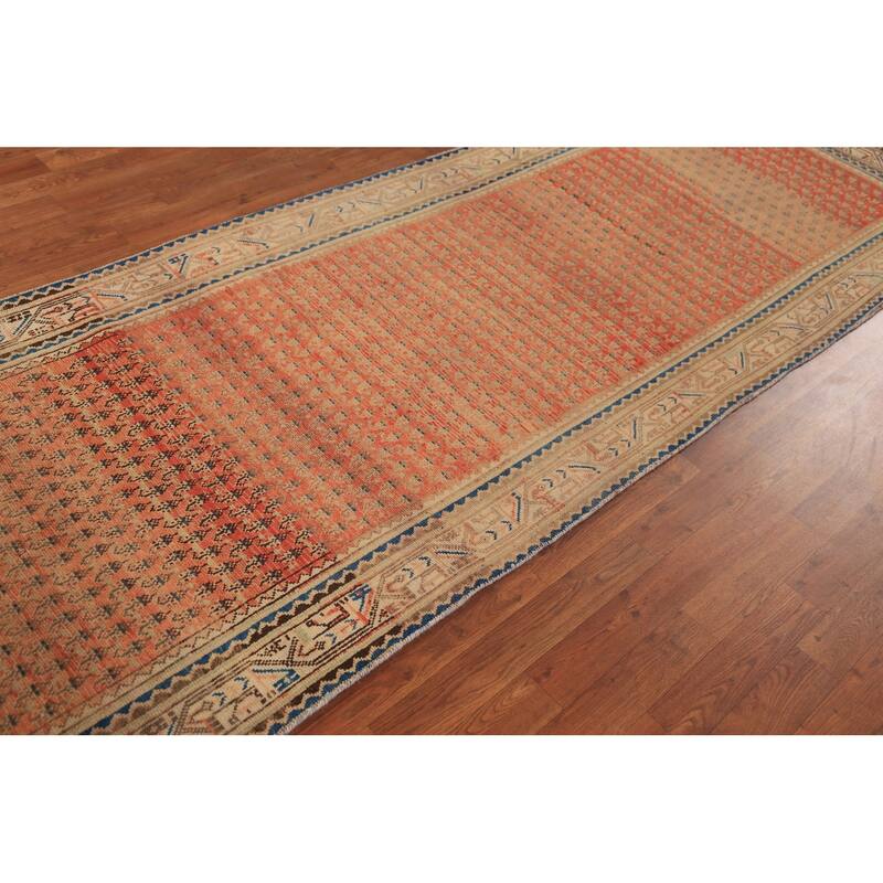 Hand Knotted Oriental 100% Wool Carpet Traditional All-Over Oranges & Rust Botemir Runner Rug - 10' 2'' X 3' 7''