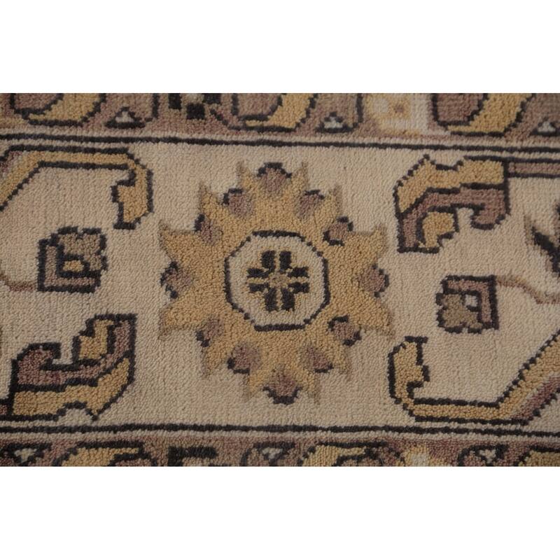 Brown Transitional Oushak Indian Area Rug Handmade Wool Carpet - 9'2"x 11'8"