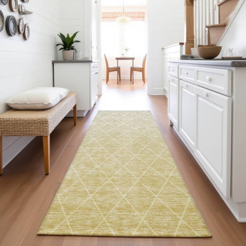 Premium Washable Super Soft Ombre Diamonds Mayfield Rug - Wheat - 2'3" x 7'6"