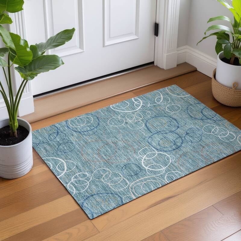 Machine Washable Indoor/ Outdoor Contemporary Nexus Chantille Rug