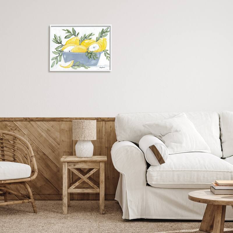 Stupell Yellow Country Lemons Painterly Green Leaves Framed Wall Art