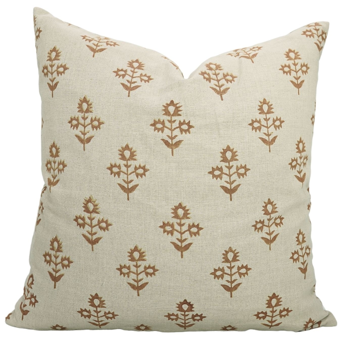 Fabdivine Handmade Linen Cushion Rustic Block Print Pillow for Farmhouse, Chimni