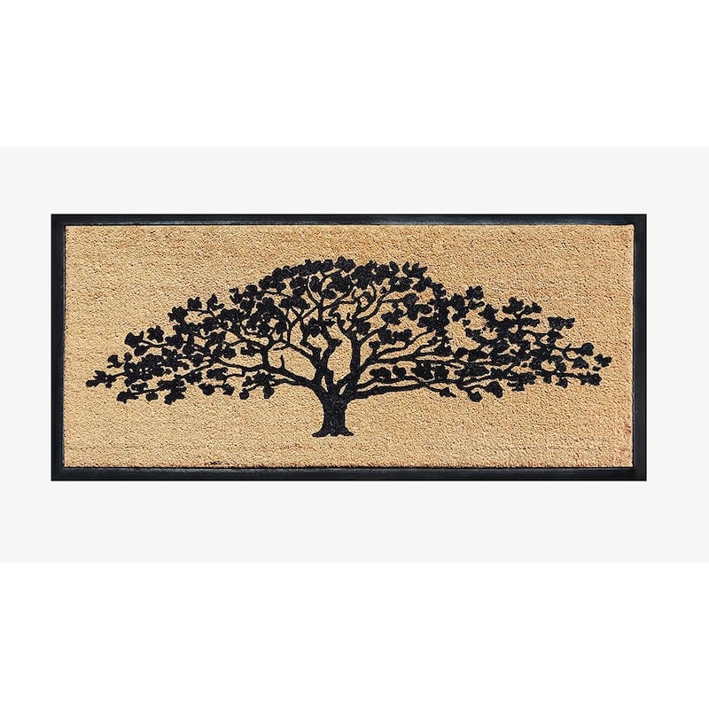 A1HC Natural Coir & Rubber Hand Flocked Large Door Mat - 30"X60" - Oak Tree