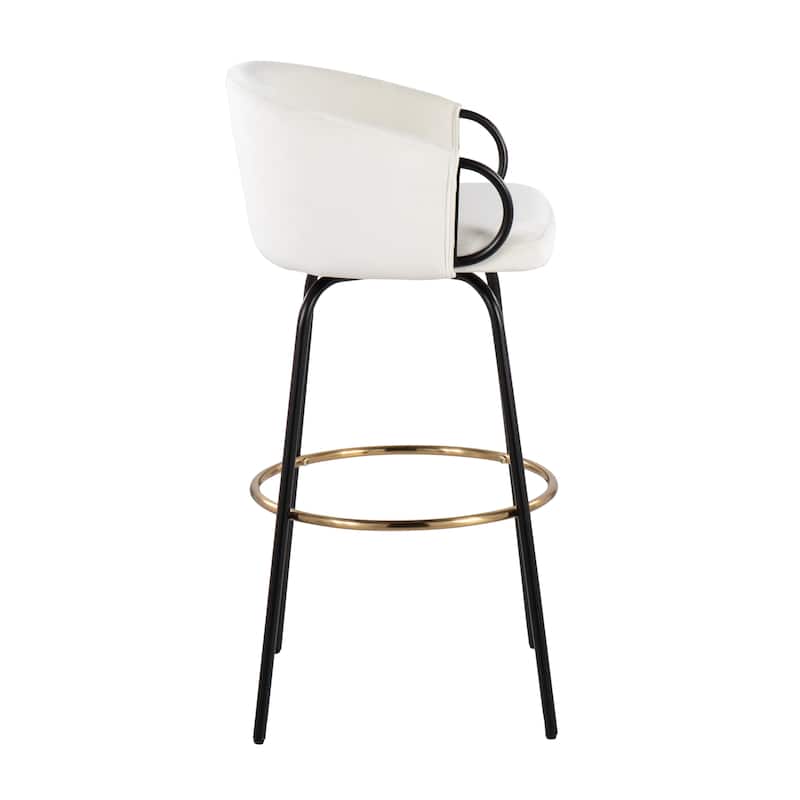 Silver Orchid Battista 30" Fixed-Height Bar Stool with Black Metal Legs & Round Footrest (Set of 2)